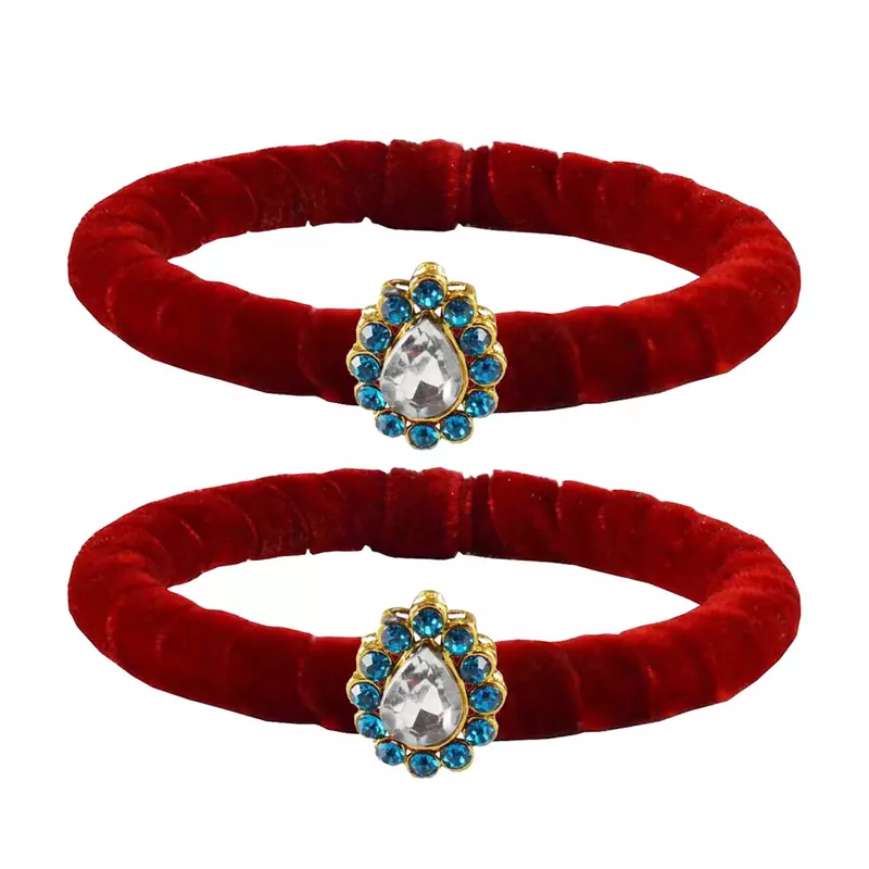 Brass And Acrylic Bangles Color-Red