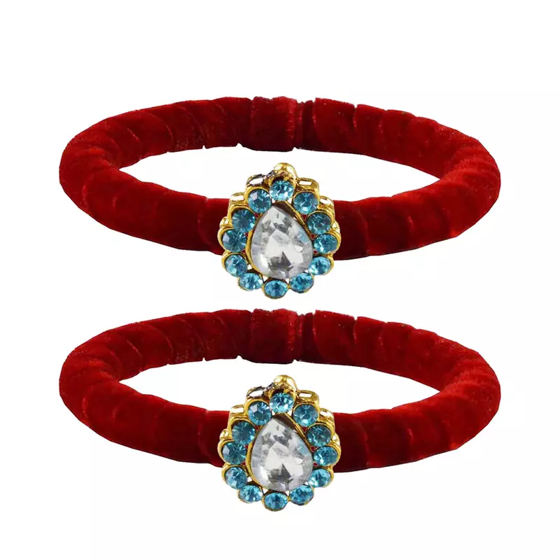 Brass And Acrylic Bangles Color-Red