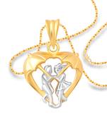 Vighnaharta GF BF Mansoon Heart Plain Gold and Rhodium Plated Alloy Pendant with Chain for Girls and Women - [VFJ1218PG]