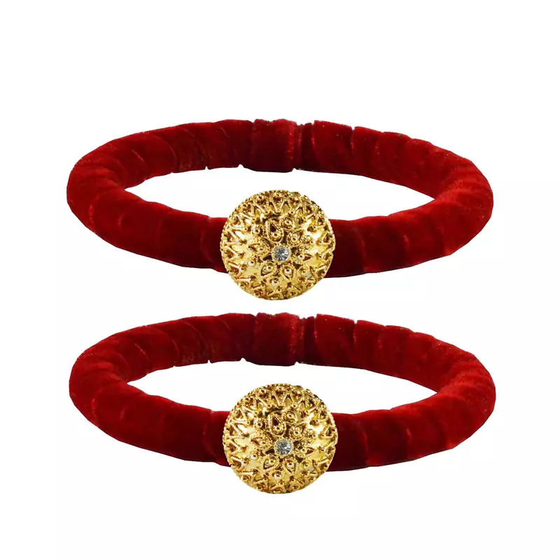Brass And Acrylic Bangles Color-Red