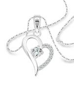 Vighnaharta Sparkle Heart Solitaire CZ Rhodium Plated Alloy Pendant with Chain for Women and Girls - [VFJ1224PR]