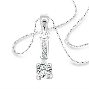 Vighnaharta Radiant Solitaire CZ Rhodium Plated Alloy Pendant with Chain for Women and Girls - [VFJ1228PR] 1