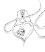 Vighnaharta Crystal Heart Solitaire CZ Rhodium Plated Alloy Pendant with Chain for Women and Girls - [VFJ1233PR]