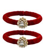 Brass And Acrylic Bangles Color-Red