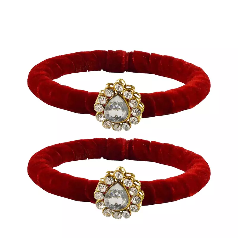 Brass And Acrylic Bangles Color-Red