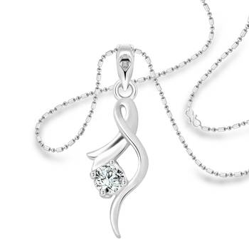 Vighnaharta Youth Solitaire CZ Rhodium Plated Alloy Pendant with Chain for Girls and Women - [VFJ1214PR] 1