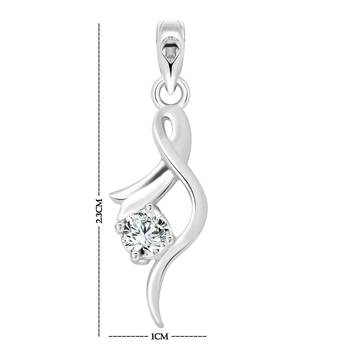 Vighnaharta Youth Solitaire CZ Rhodium Plated Alloy Pendant with Chain for Girls and Women - [VFJ1214PR] 2