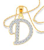 Vighnaharta Desire "D" Letter CZ Gold and Rhodium Plated Alloy Pendant for Women and Girls-[VFJ1236PG]