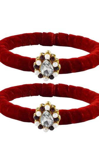 Brass And Acrylic Bangles Color-Red