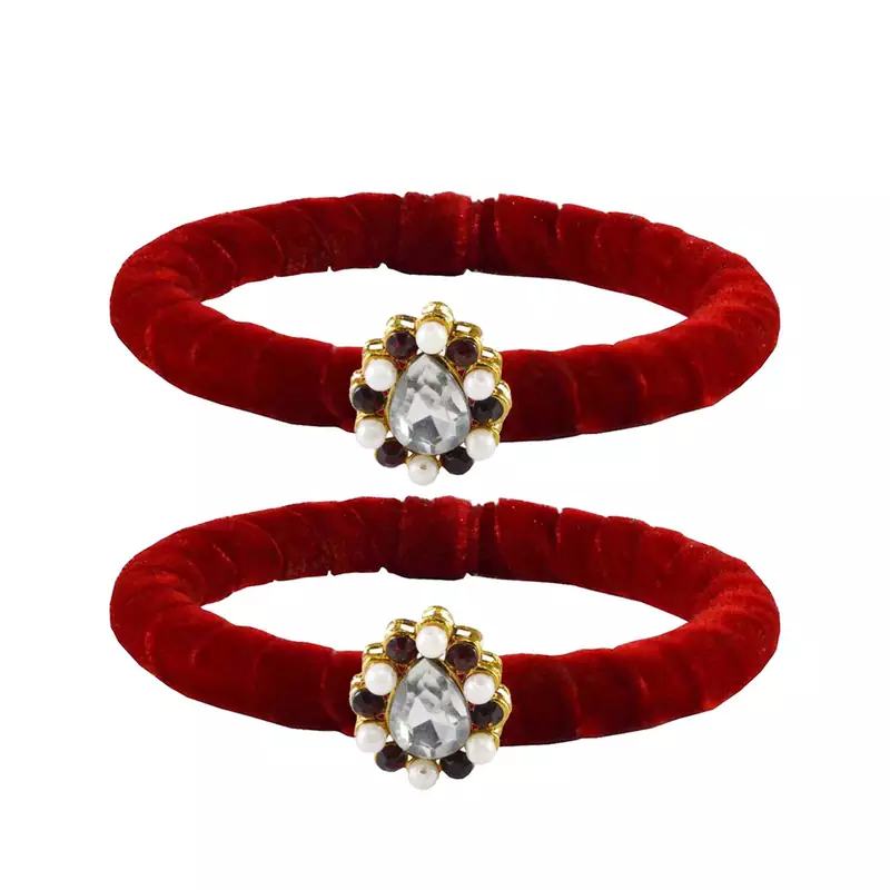 Brass And Acrylic Bangles Color-Red