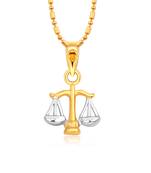 Vighnaharta Zodiac sign LIBRA (Tula Rashi) Gold and Rhodium Plated Alloy Pendant for Men and Women -[VFJ1268PG]