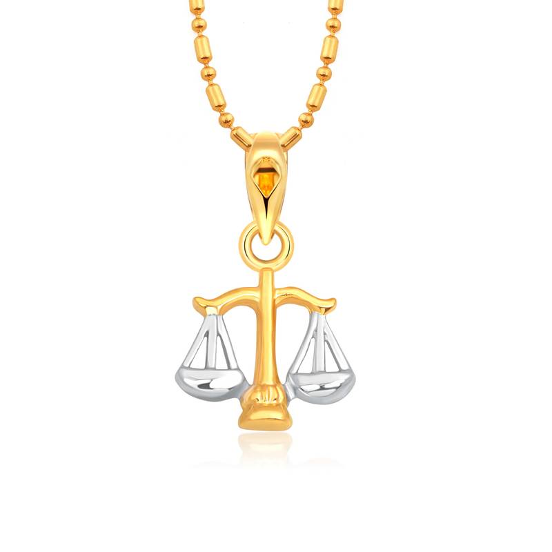Vighnaharta Zodiac sign LIBRA (Tula Rashi) Gold and Rhodium Plated Alloy Pendant for Men and Women -[VFJ1268PG]