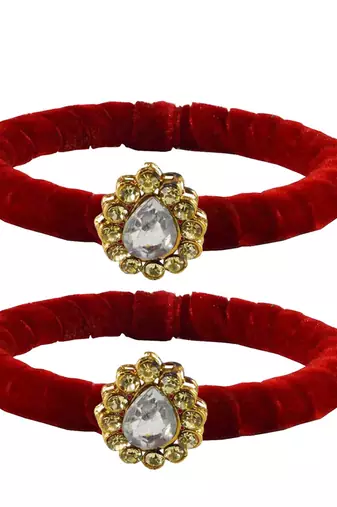 Brass And Acrylic Bangles Color-Red