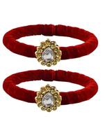 Brass And Acrylic Bangles Color-Red