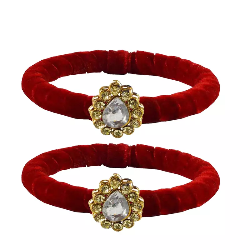 Brass And Acrylic Bangles Color-Red