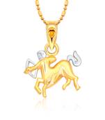 Vighnaharta Zodiac sign SAGITTARIUS (Dhanu Rashi)  Gold and Rhodium Plated Alloy Pendant for Men and Women -[VFJ1270PG]
