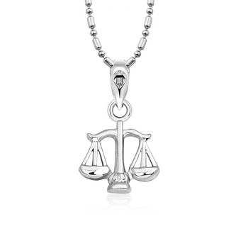 Vighnaharta Zodiac sign LIBRA (Tula Rashi) Rhodium Plated Alloy Pendant for Men and Women -[VFJ1268PR] 1