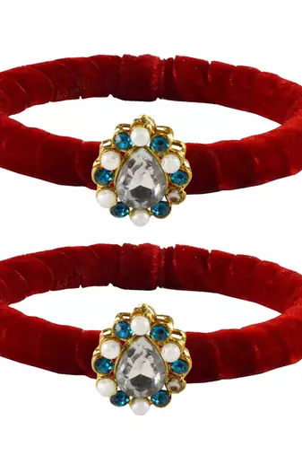 Brass And Acrylic Bangles Color-Red
