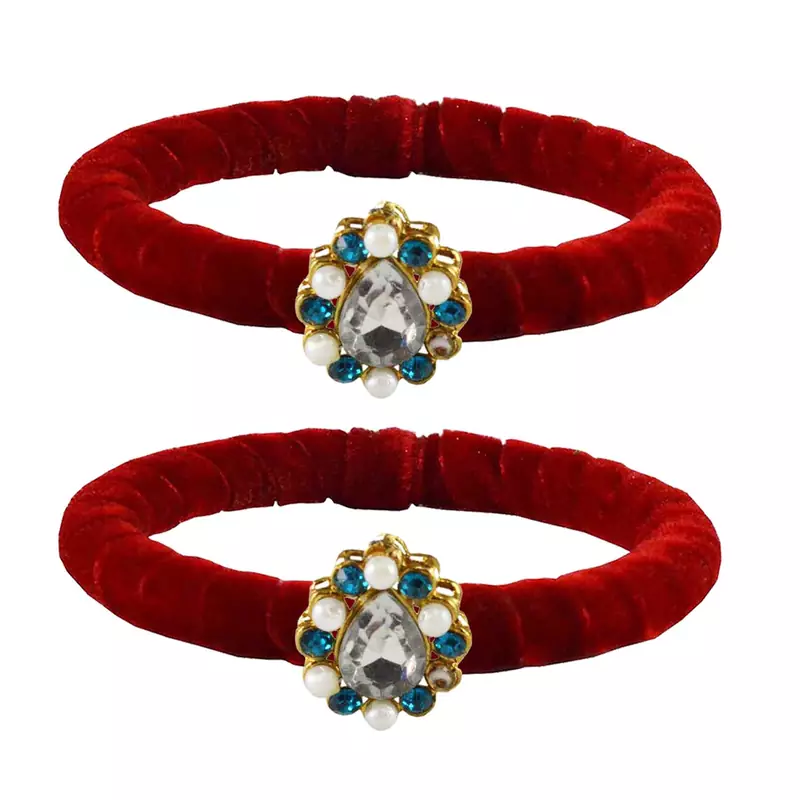 Brass And Acrylic Bangles Color-Red