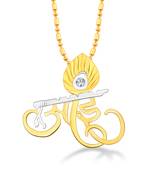 Vighnaharta Maharashtrian Word "Aai" CZ Gold and Rhodium Plated Alloy Pendant for Men & Women -[VFJ1292PG]