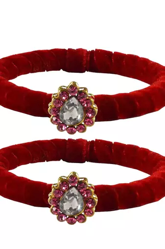 Brass And Acrylic Bangles Color-Red