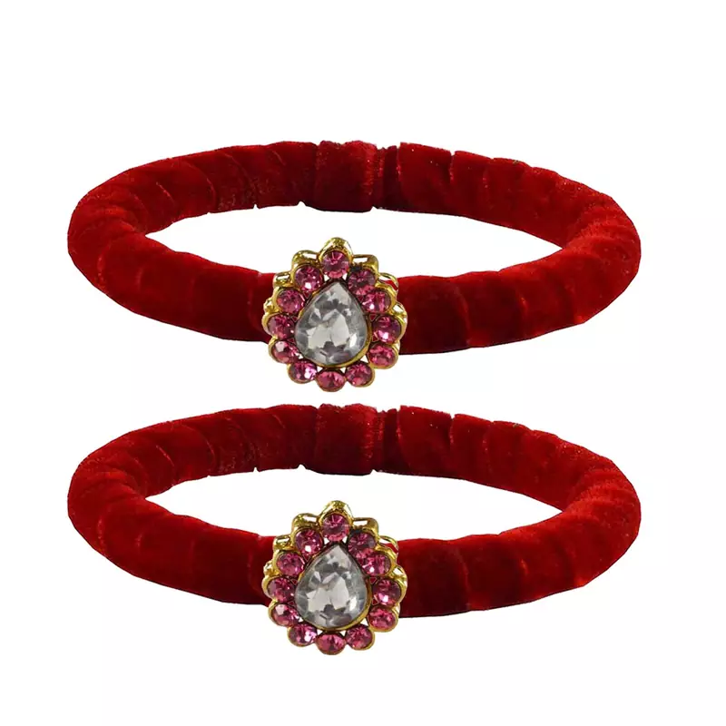 Brass And Acrylic Bangles Color-Red