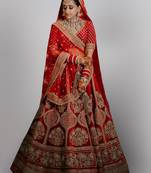 Red Colored Bridal Malay satin Lehenga Choli