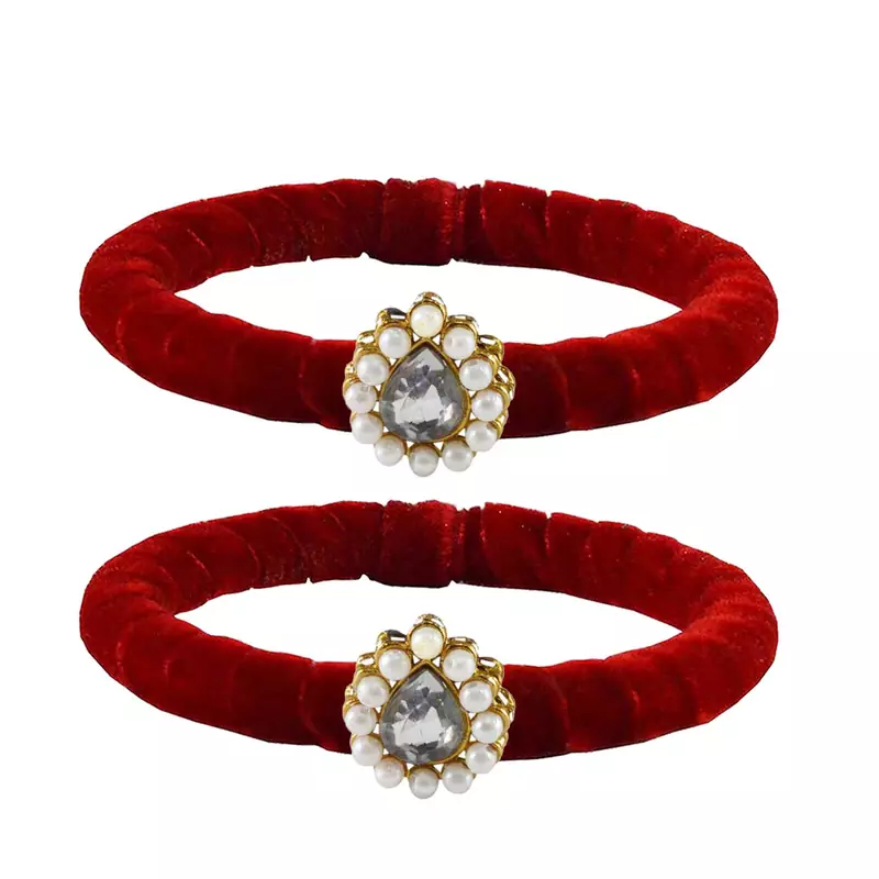 Brass And Acrylic Bangles Color-Red