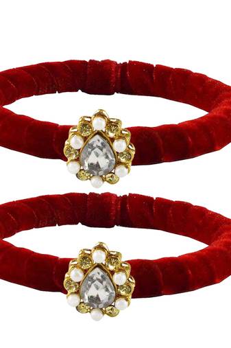 Brass And Acrylic Bangles Color-Red