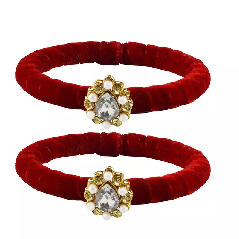 Brass And Acrylic Bangles Color-Red