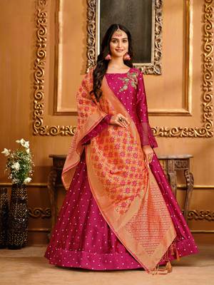 Rani-pink hand embroidery taffeta salwar 1