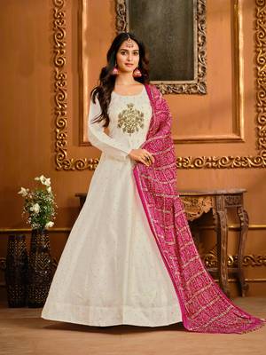 White hand embroidery taffeta salwar 1