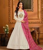 White hand embroidery taffeta salwar