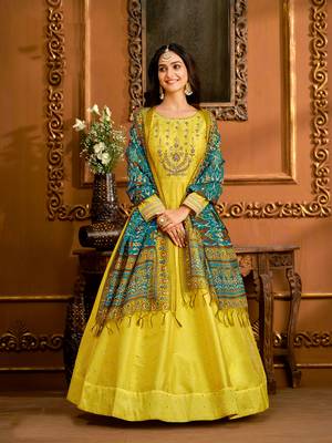 Yellow hand embroidery taffeta salwar 2