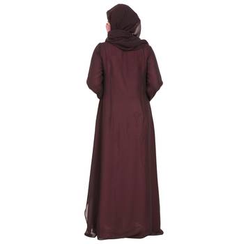 Layered shrug style modest dress with stone work on the shrug panels 8