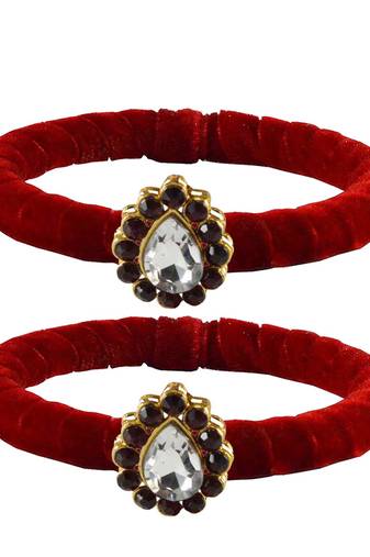 Brass And Acrylic Bangles Color-Red