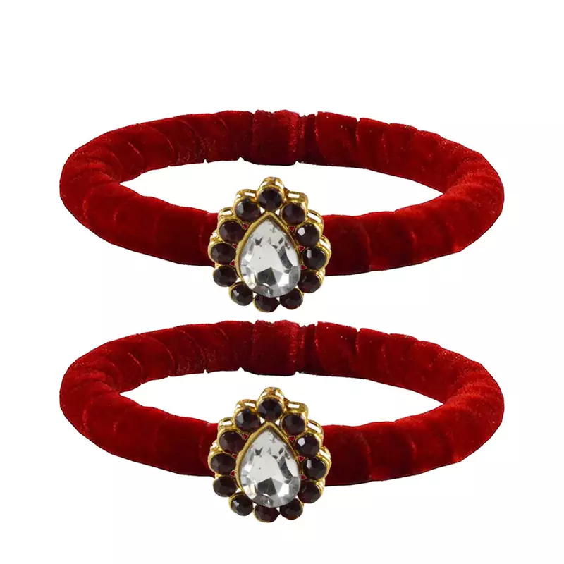 Brass And Acrylic Bangles Color-Red