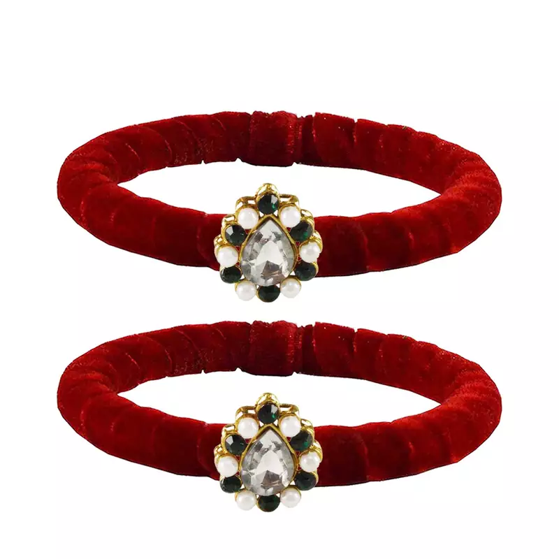 Brass And Acrylic Bangles Color-Red