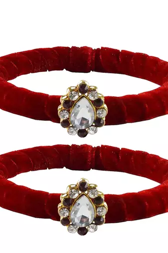 Brass And Acrylic Bangles Color-Red