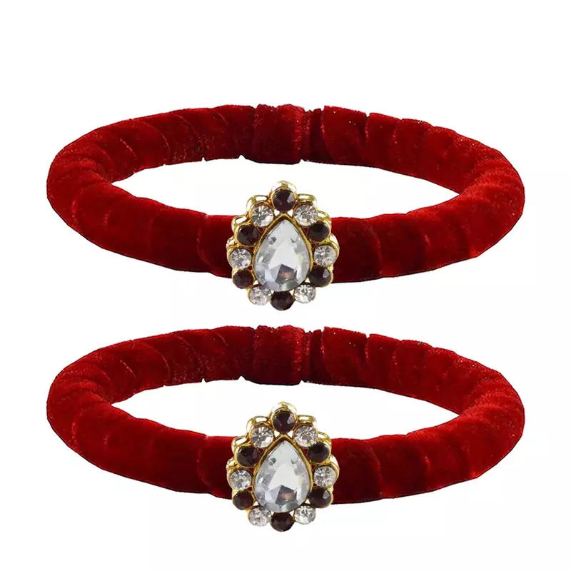 Brass And Acrylic Bangles Color-Red