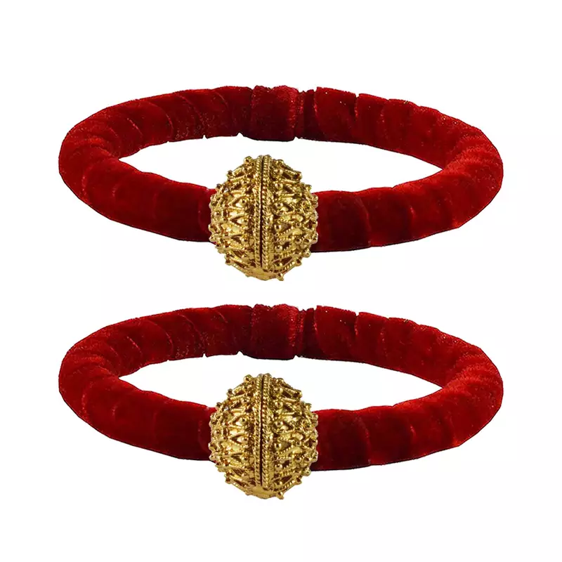 Brass And Acrylic Bangles Color-Red