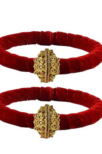 Brass And Acrylic Bangles Color-Red