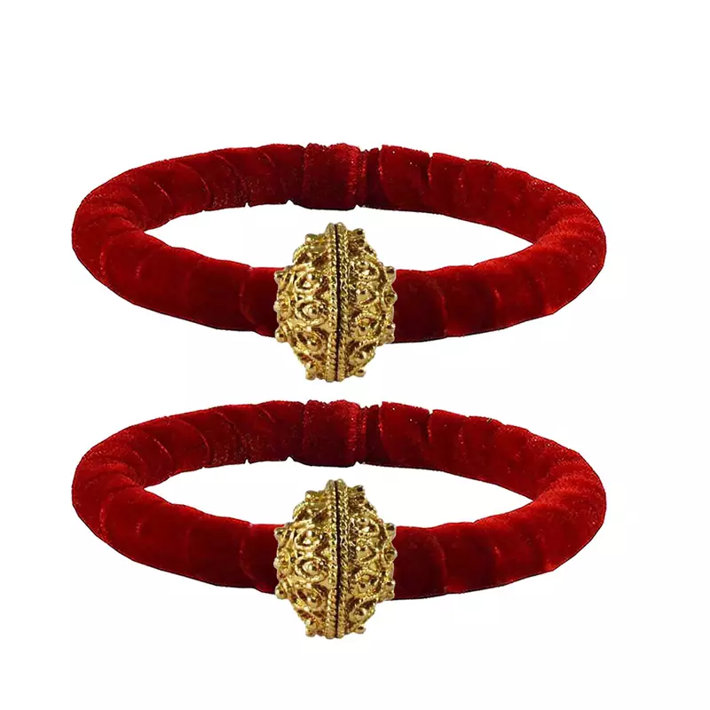 Brass And Acrylic Bangles Color-Red