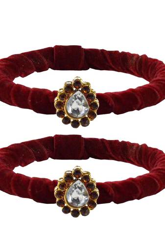 Brass And Acrylic Bangles Color-Maroon