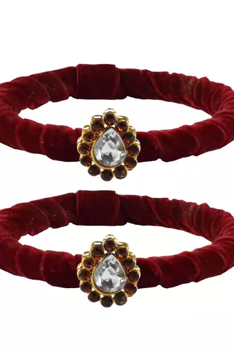 Brass And Acrylic Bangles Color-Maroon