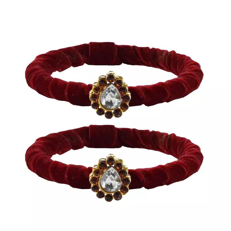 Brass And Acrylic Bangles Color-Maroon