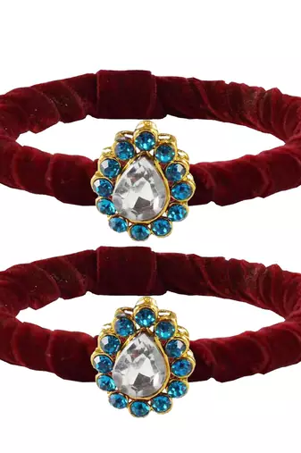 Brass And Acrylic Bangles Color-Maroon