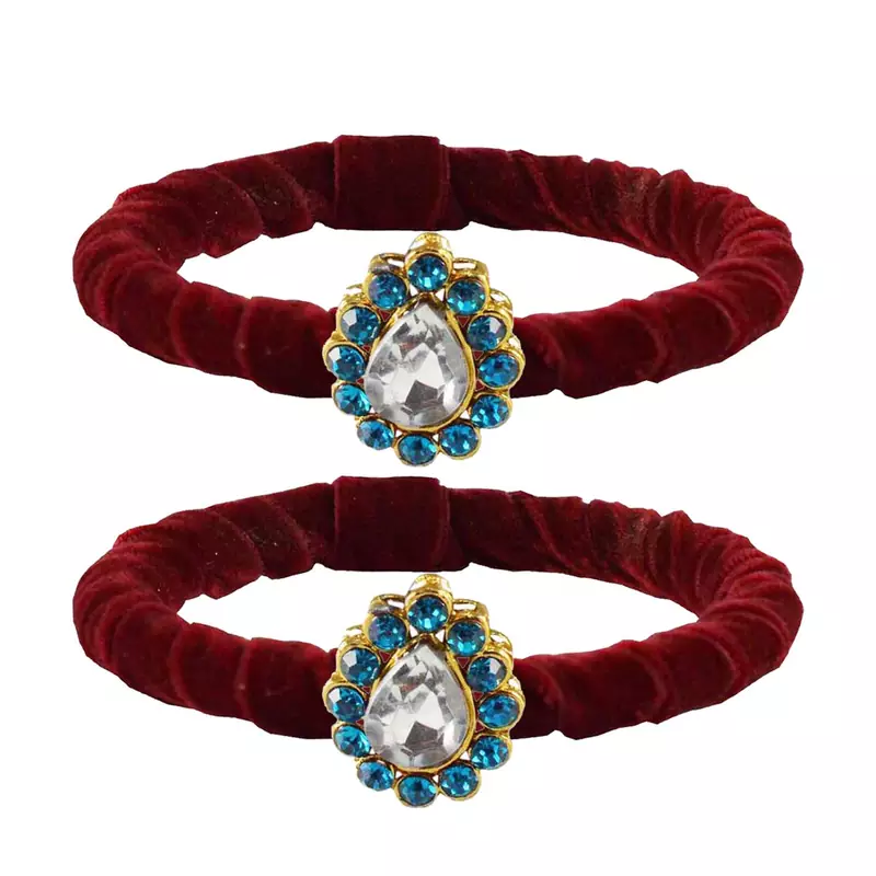 Brass And Acrylic Bangles Color-Maroon