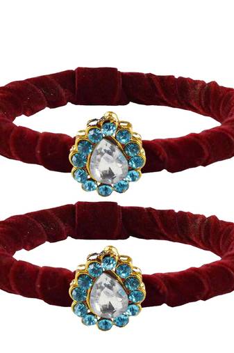 Brass And Acrylic Bangles Color-Maroon