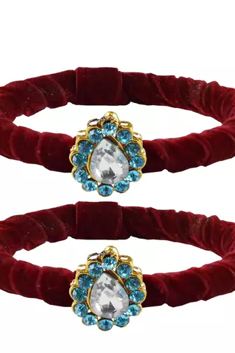 Brass And Acrylic Bangles Color-Maroon